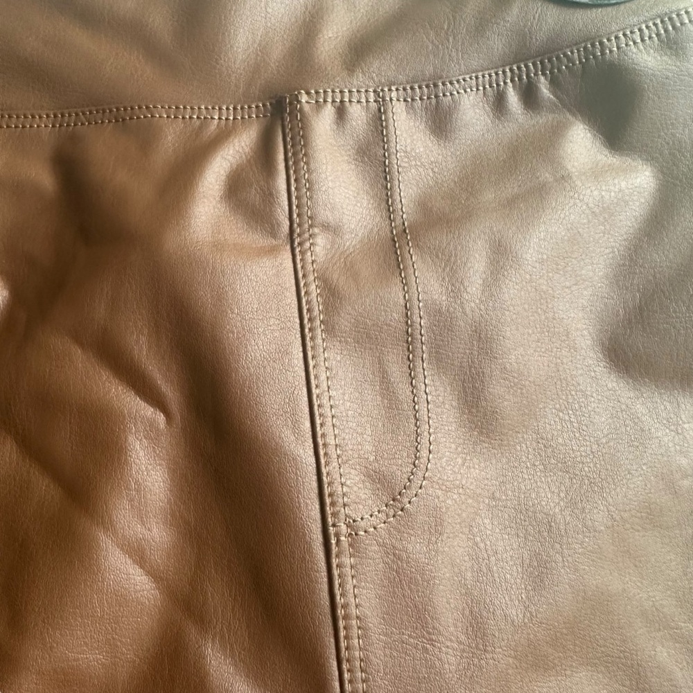 Aerie Offline Luxe Faux Leather Leggings Light Brown NWT - Picture 4 of 6